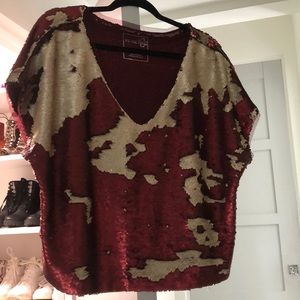 Red and gold sequin top